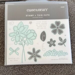 Close to My Heart Floral Stamp Set - Black and Mint